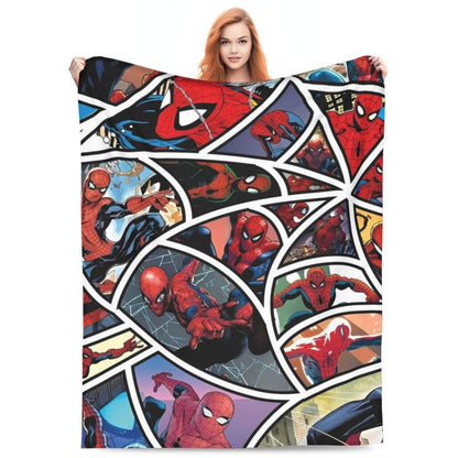 Cobertor de flanela engraçado e quente de desenho animado anime do Homem-Aranha, lindo e legal, para decoração de cama e lounge