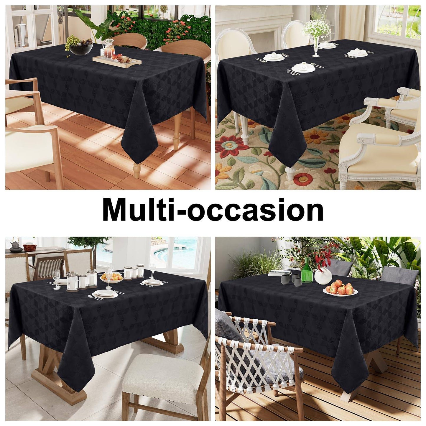 Olanly Rectangle Table Cloth For Home Jacquard Dyeing Tablecloth For Banquet Party Leaf Flower Diagram Polyester Tablecloth Grey