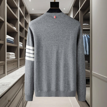 Luxury brand men's knitted sweater for autumn and winter high-end striped design Korean version boutique cardigan casual jacket