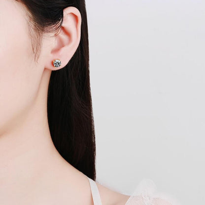 Certified Original 925 Silver Gold Stud Earrings for Women Men 3.5mm 4mm 5mm 6mm 6.5mm Moissanite 4 Claw Earring Fine Jewelry