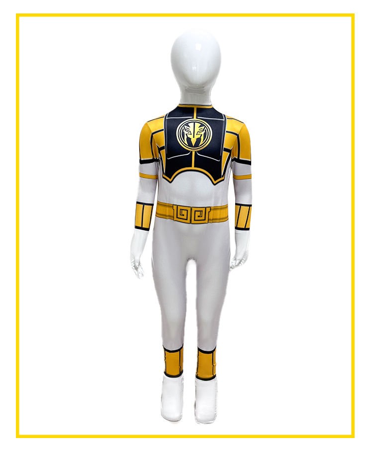Dinosaur Warrior White Costume Suit Superhero Cosplay Clothes Role-play Jumpsuit Stage Performance Outfit Birthday Gift