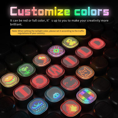 TOWILD TL08 Luz traseira com expressão inteligente 140 LEDs Sensor de frenagem Bluetooth Luz traseira de bicicleta personalizável