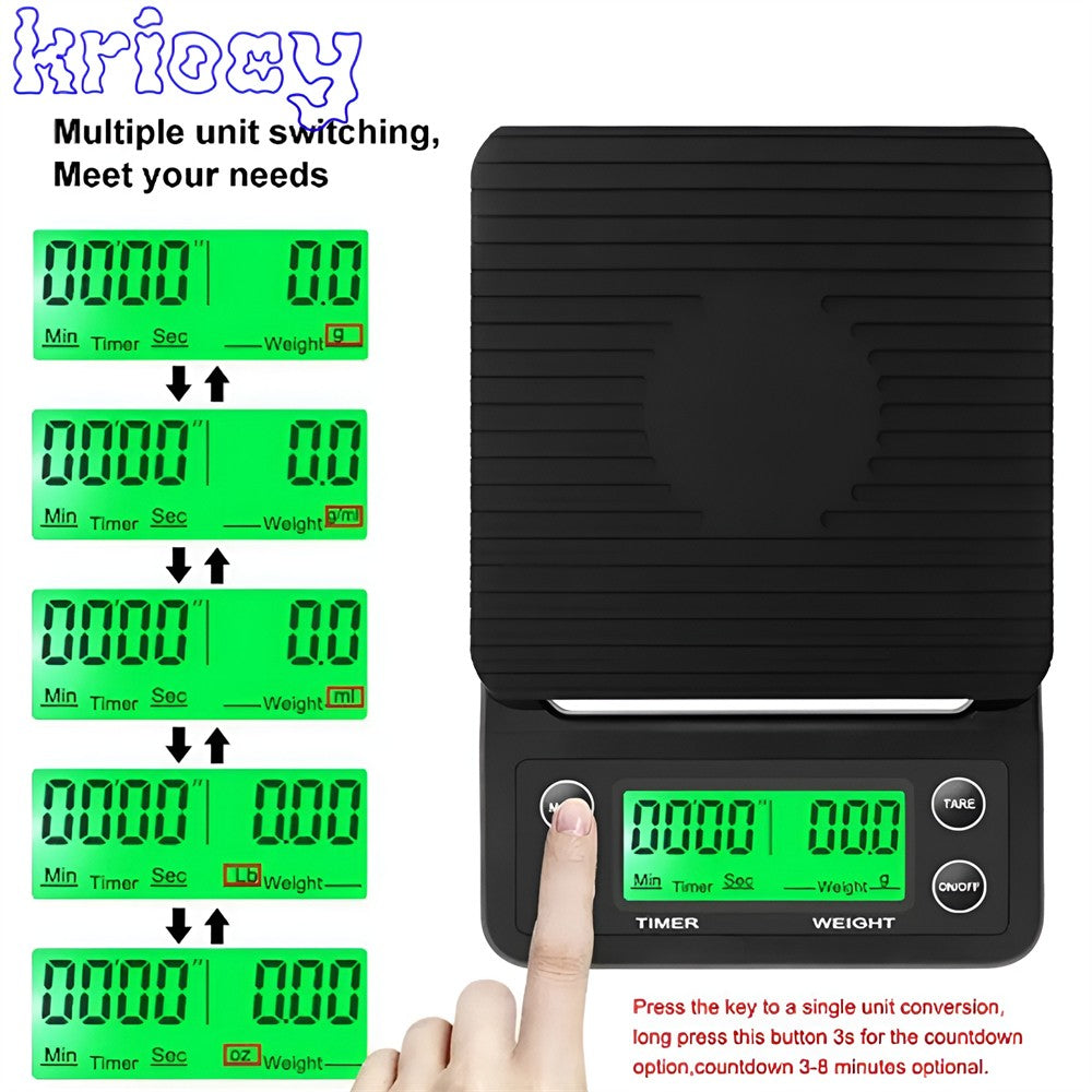 1 peça 3kg 5kg Balança de Café Gotejamento com Timer Balança de Cozinha Digital Eletrônica Portátil Balanças Eletrônicas de Alta Precisão LCD