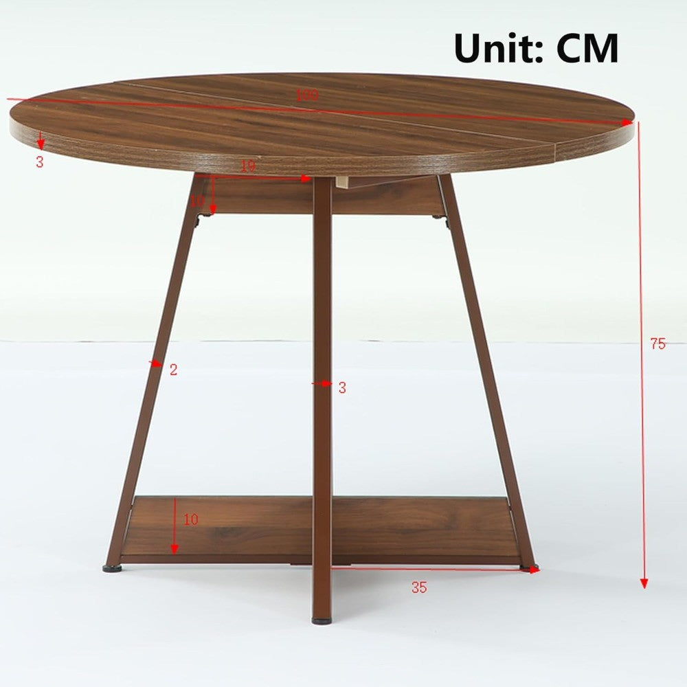 LITTLE TREE 39 Inches Round Dining Table for 2-4, Farmhouse Circle Kitchen Table for Dining Room, Wooden Dinner Table with Heavy