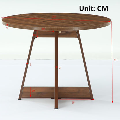 LITTLE TREE 39 Inches Round Dining Table for 2-4, Farmhouse Circle Kitchen Table for Dining Room, Wooden Dinner Table with Heavy