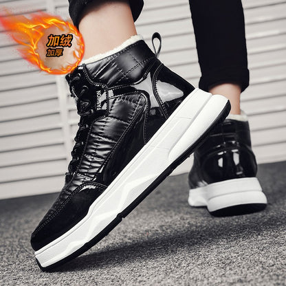 Trendy Silver Winter Boots Man High top Sneakers Outdoor Warm Plush Men's Snow Boots Platform Furry Ankle Boots Men Casual Boot