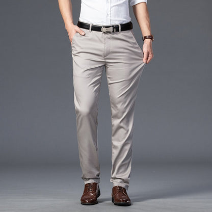 Calças Sociais Masculinas Finas para o Verão, Justas, de Algodão, Estilo Casual de Negócios, Cores Verde, Preto, Cáqui, Calças de Marca Masculinas Tamanhos 30-40