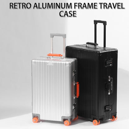 Mala de Viagem de Liga de Alumínio e Magnésio com Grande Capacidade, Cadeado, Rodas Transparentes com Infusão e Carrinho de Negócios