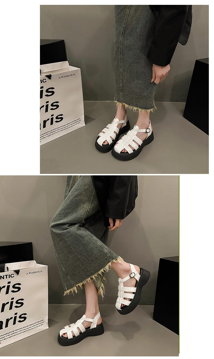 Summer Women's Sandals British Style Platform Women Casual Shoes Fashion Brand Beach Shoes 2024 High Quality Women Roman Sandals