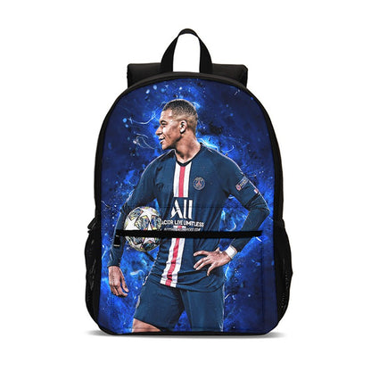 M-Mochila Esportiva Mbappes Football com Zíper Relâmpago Mochila Escolar Esportiva Mochila Escolar Jogador Estrela Mochilas para Livros