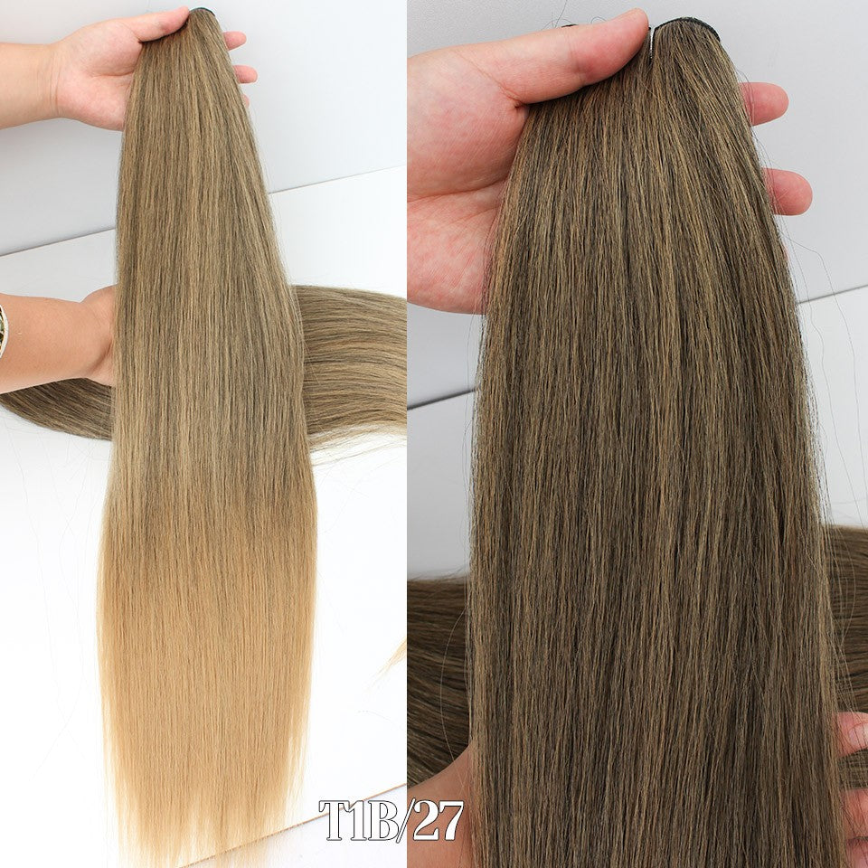 Cabelo Sintético Russo Liso de 65cm 200g, Extensões de Cabelo de Fibra com Bio Proteína Resistente ao Calor, Rabo de Cavalo para Cosplay