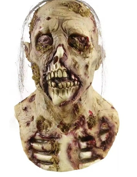 MAKEATREE Scary Walking Dead Zombie Head Mask Latex Creepy Halloween Costume Horror Adult Halloween Decoration Props