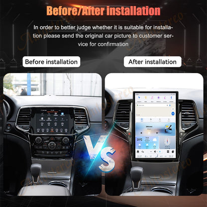 14.4 Polegadas Android 8+128GB para JEEP Grand Cherokee 2010-2021 Estilo Tesla Carro GPS Navegação Multimídia Player Rádio Toca-fitas Central