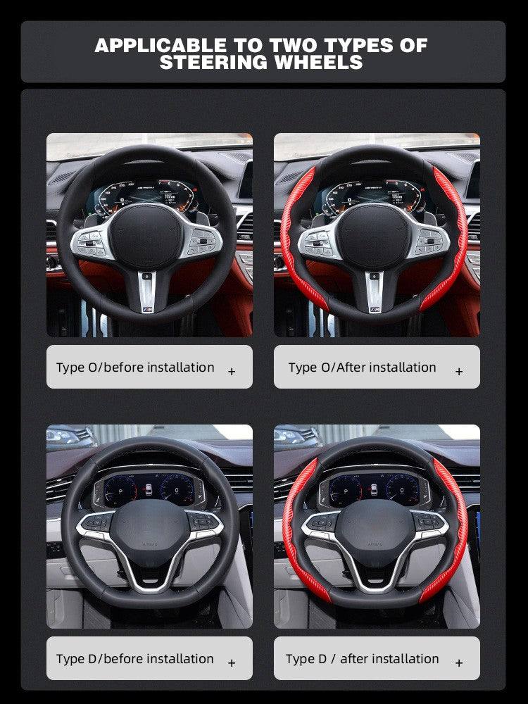 Capa Universal de Volante Antiderrapante de Fibra de Carbono para Carro, Capa Auxiliar de Volante para Carro, Acessórios Antiderrapantes
