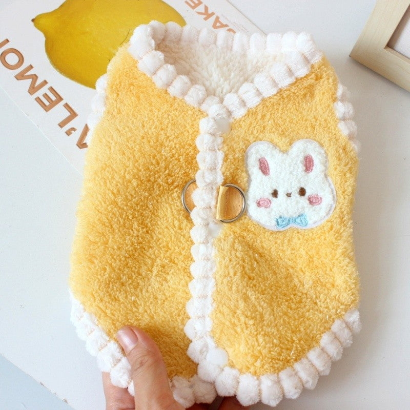 Roupas de cachorro de lã de outono Colete de cachorro com estampa de coelho Moda Moletom de cachorrinho Quente Colete de gato Pulôveres Moletons de estimação Fantasia de chihuahua