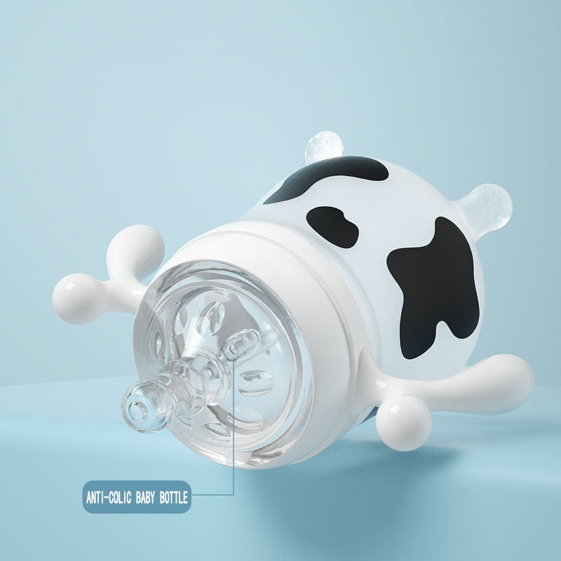 Silicone Baby Feeding Bottle Cute Cow Imitating Breast Milk For Newborn Infant Anti colic Anti choking Milk Feeding Supplies New