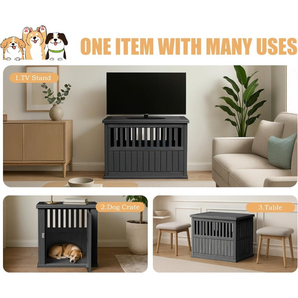 Caixa de Cachorro 30 polegadas, Móvel, Gaiola Canil para Cães de Grande Porte com Fechadura, Gaiola Decorativa para Cães, Mesa Lateral para Cães Pequenos/Médios,