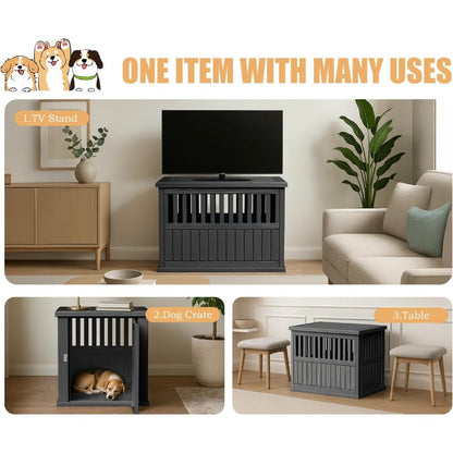 Caixa de Cachorro 30 polegadas, Móvel, Gaiola Canil para Cães de Grande Porte com Fechadura, Gaiola Decorativa para Cães, Mesa Lateral para Cães Pequenos/Médios,