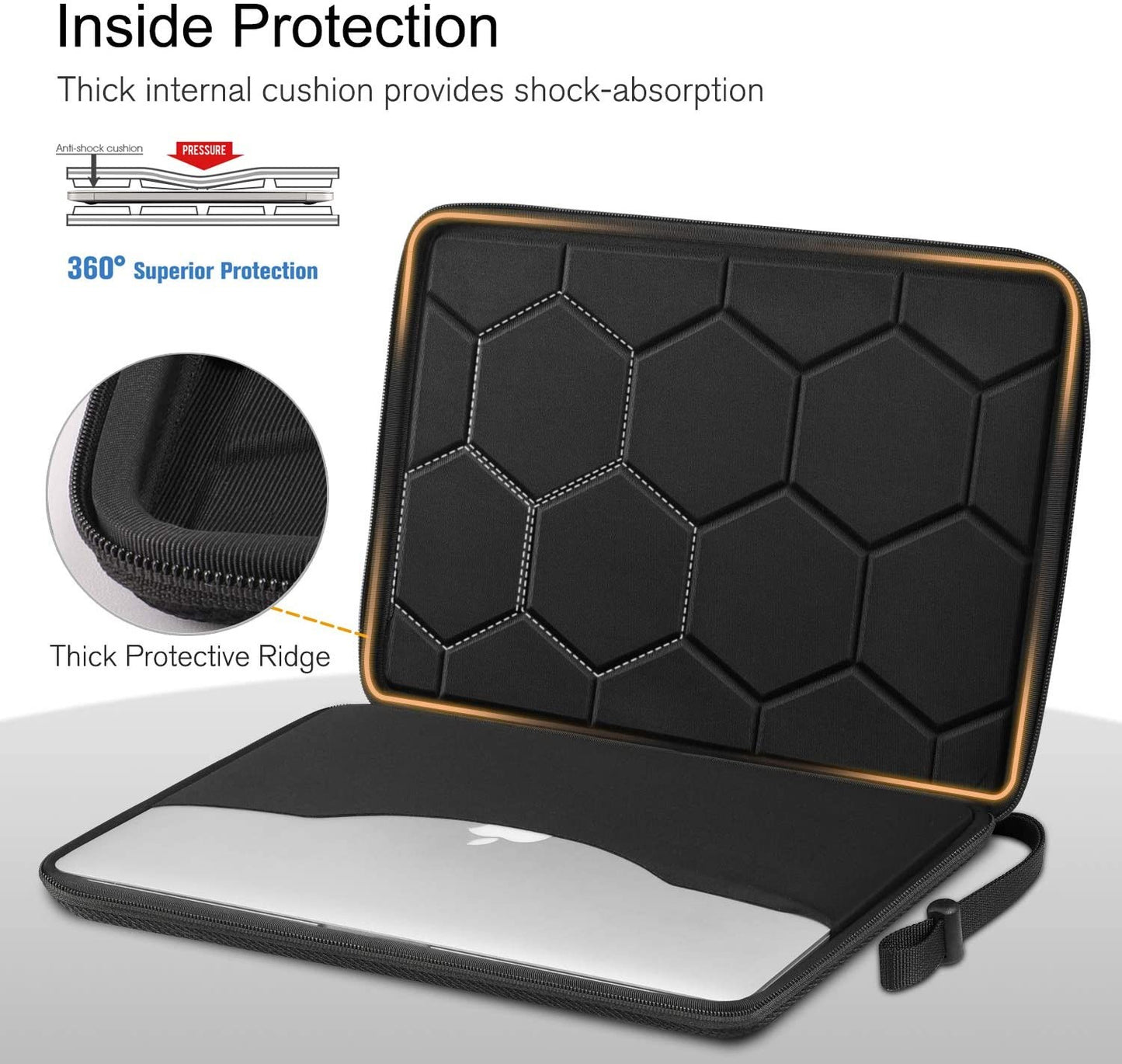 13 14 15.6 inch Laptop Sleeve Bag Shockproof Computer Bag Waterproof EVA Protective Carrying Case Black with Straps