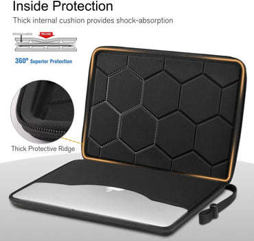 13 14 15.6 inch Laptop Sleeve Bag Shockproof Computer Bag Waterproof EVA Protective Carrying Case Black with Straps