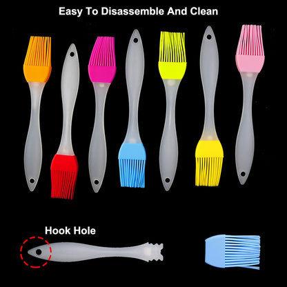 1Pcs 7 Colour Food Silicone Brush Smear Barbecue Baking Pan Bread Chef Pastry Oil Tool Household Kitchen High Temperature