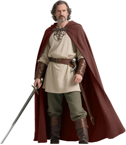 Joukavor Renaissance Hooded Cape Medieval Linen Cloak with Hood for Women Men