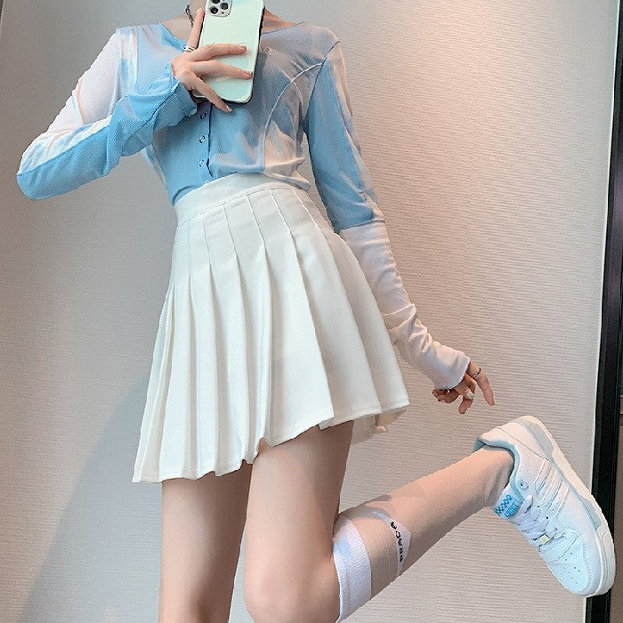 Women Pleated Skirt High Waist A-Line Mini Skirt School Girl JK Uniform Skirt Skater Skirt Tennis Skirt White Plus Size