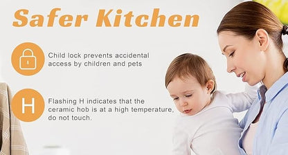 Karinear Ceramic Hob 2 Zones, 3200W Plug in Electric Hob with Safety Lock, Knobs&Touch Control, 56cm Coutertop Freestanding 240V