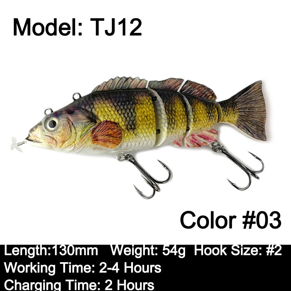 Iscas Robóticas de Natação 130mm 4 Segmentos Swimbait 35/54g Pesca Auto Elétrica Wobblers Recarregável USB Luz LED Para Baixo e Lúcio