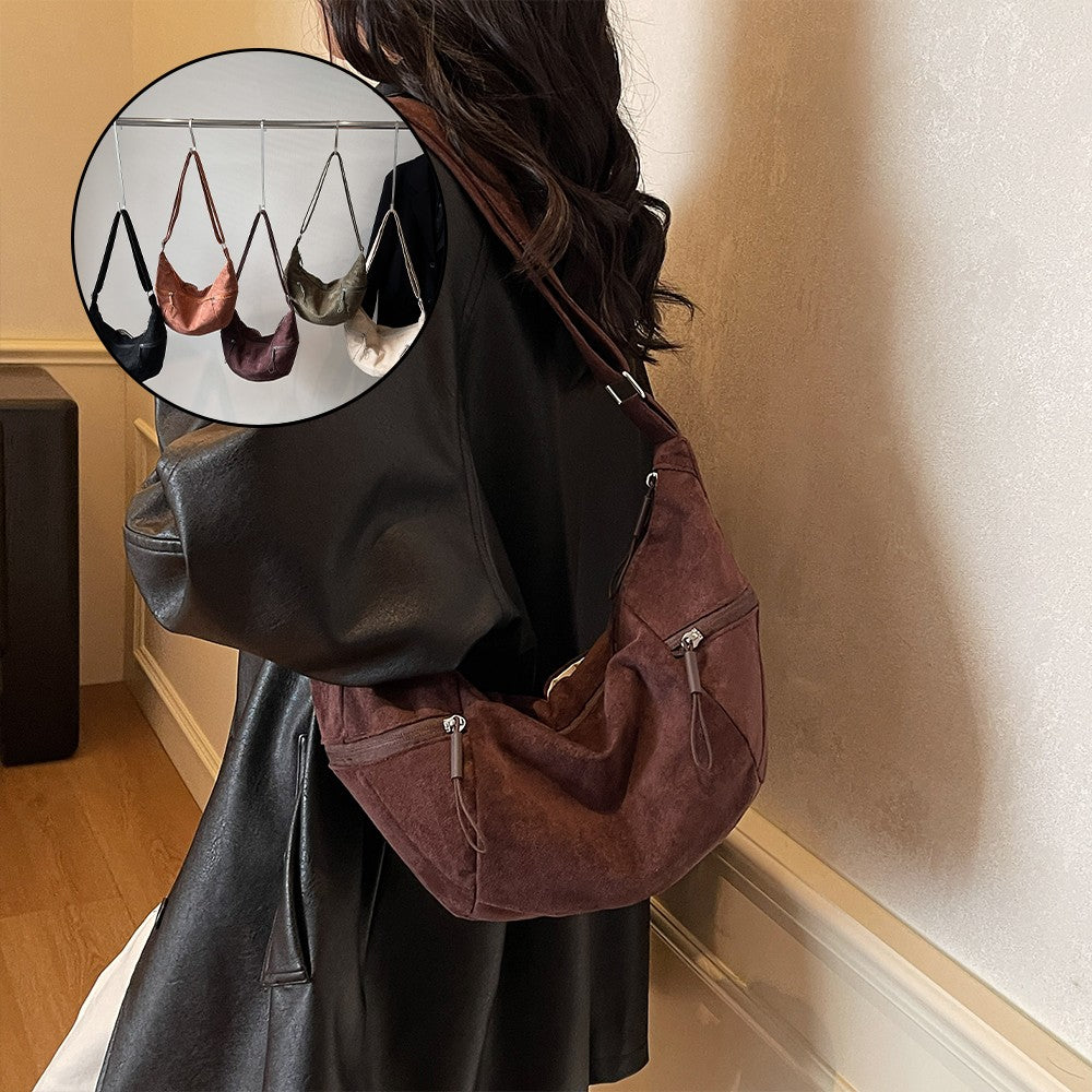 Imitation Suede Bag, New Crossbody Bag, Women's Bag, High-End Feel, Shoulder Bag, Large Capacity Commuting Dumpling Bag
