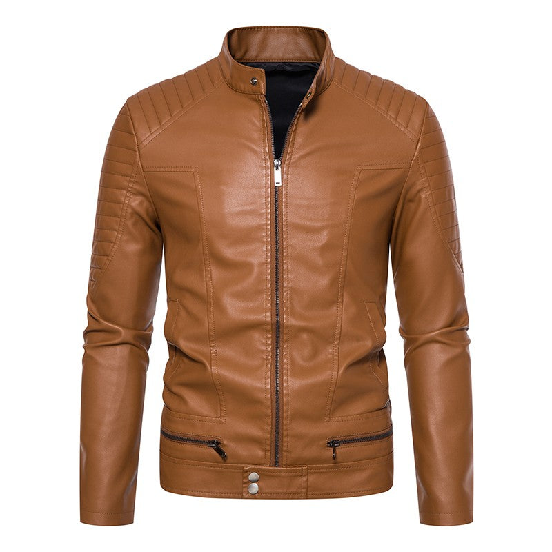 TRAF Leather Men's Youth Trend Autumn And Winter New Slim Korean Version Of Handsome Men's Autumn Coat Leather Jacket Men