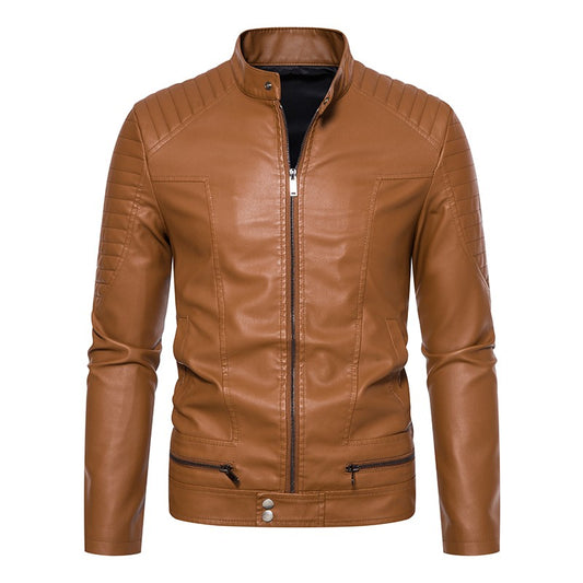 TRAF Leather Men's Youth Trend Autumn And Winter New Slim Korean Version Of Handsome Men's Autumn Coat Leather Jacket Men