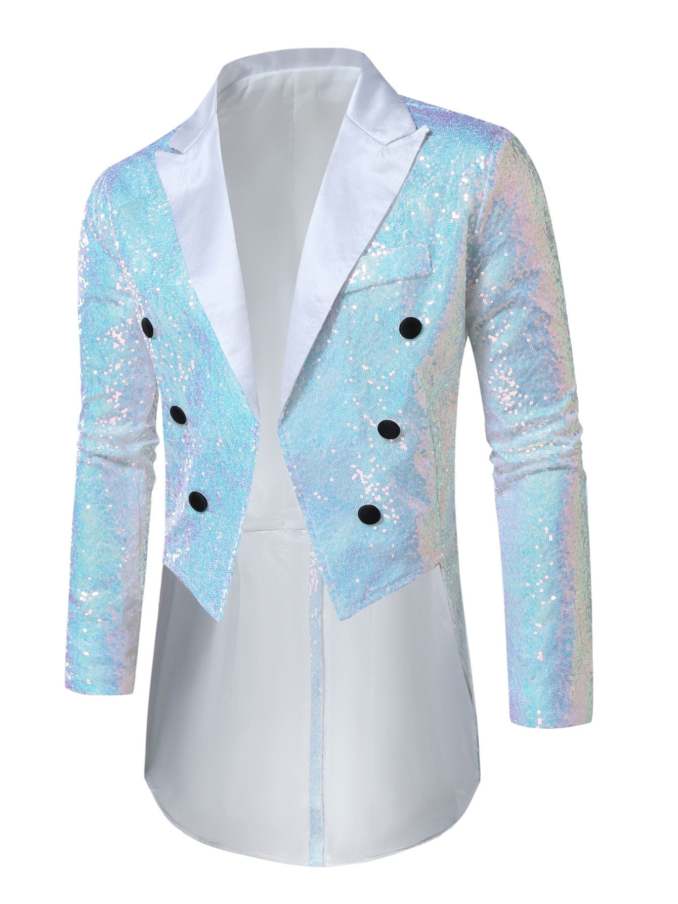Fashionable Tailcoats for Men's Party Stage Banquets Nightclubs Performances Sequins Designs Slim Fit Blazer Masculino