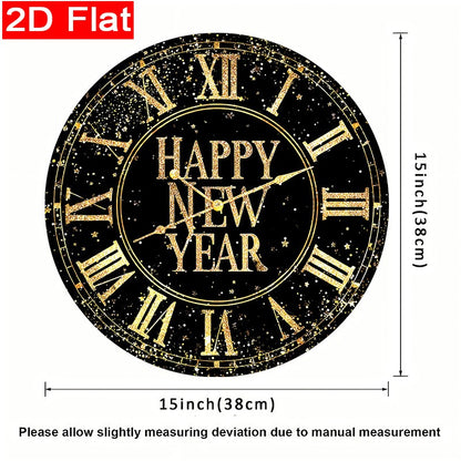 6/8pcs New Year Placemats Set Countdown Clock Pattern Polyester Table Mats Holiday Dining Happy New Year Party Festival Decorat