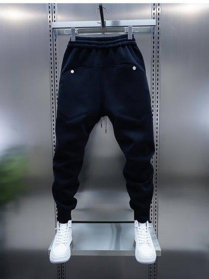 Solid Slim Fit Trousers Men's Casual Pants Loose Pockets Straight Cylinder Leggings Korean Fashion  Harajuku Sweatpants y2k pant