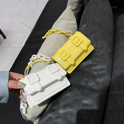 Mini Small Messenger Bags For Women Girl Chain Purse PU Leather Handbag Ladies Girl Crossbody Bags Designer 2022 Summer Yellow