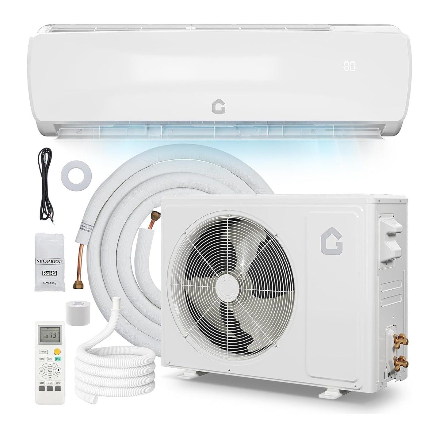 18000 BTUs 19 SEER2 Ar-Condicionado Split Inverter Sem Duto Frio e Quente 230V - 70-115m² Refrigeração Aquecimento Desumidificador 42dB