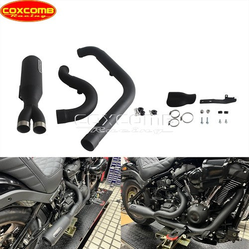 44-51mm Head Pipe Exhaust Pipe Motorcycle Complete Exhaust Muffler System For Harley Street Bob FXBB FXBBS Low Rider S ST Pazoma