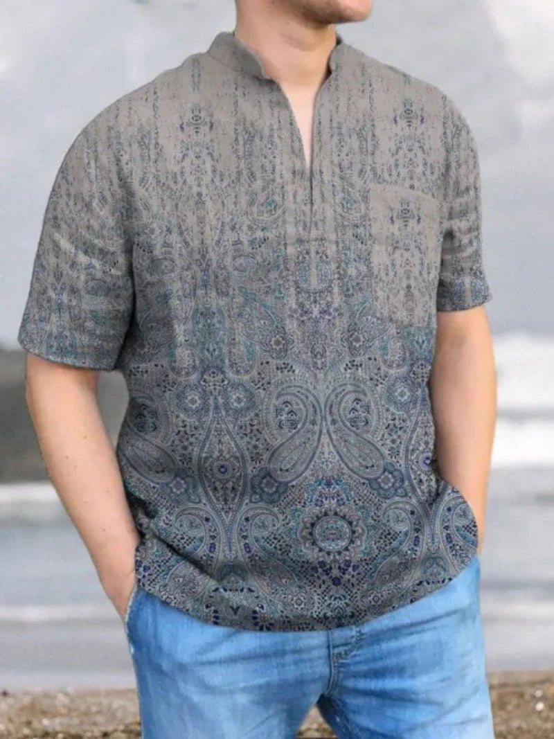 Men's Hawaiian shirt, men's 3D printed short sleeved shirt, beach vacation linen