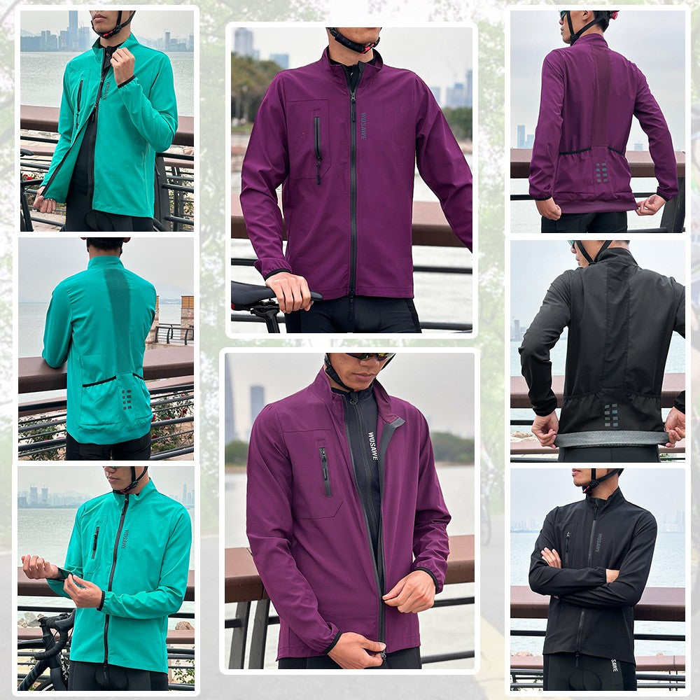 WOSAWE Mens Cycling Windproof Jacket Ultralight Windbreaker MTB Road Bike Vest Water Resistant Long Jersey with 2 way YKK zipper