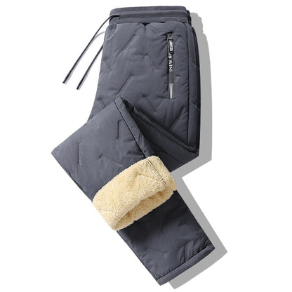 2025 Men's Winter Sweatpants Plush Thick Fleece Lambswool Thermal Casual Waterproof Windproof Warm  Trousers