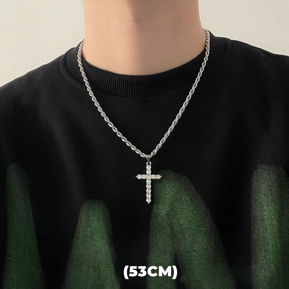 Colar de Hip Hop Zircon Star Camada Dupla Masculino Feminino Tendência Charme Aço Titânio Pingente Corrente Unissex Joias Atacado