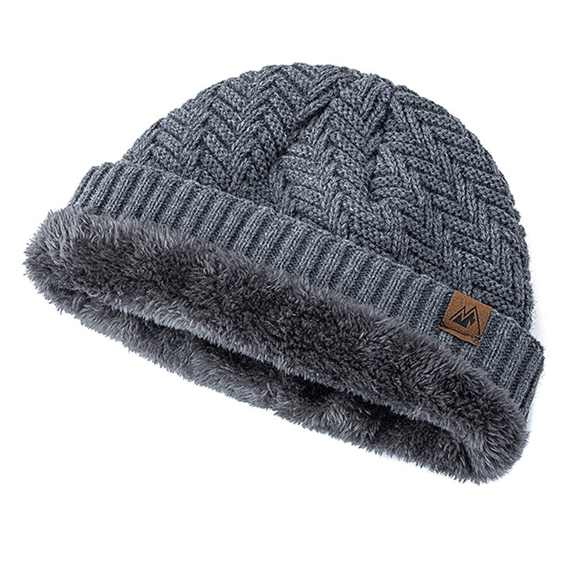 Unisex Peak Labal Winter Hats Fashion Outdoor Knitted Hats For Men And Women Beanie Cap Plush Fur Lined Warm Sports Hats