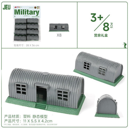 ViiKONDO Bonecos Soldados Exército Brinquedos Modelo Veículo Militar Acessórios Jogo de Guerra Tanque Radar Lançador de Mísseis Artilharia Caça Quartel Ponte