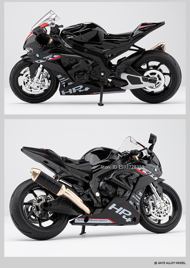 Miniaturas de Motocicletas de Brinquedo Modelo HP4 1:12 Liga Fundida com Som, Luz, Amortecimento, Pneus de Borracha, Enfeite, Presentes para Meninos