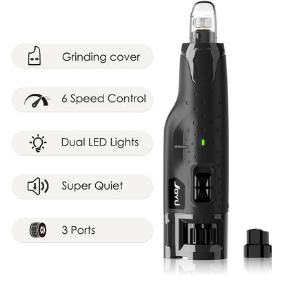 Dog Nail Grinder Dustproof with 2 LED Light - Super Quiet Powerful 6-Speed Nail Trimmer File for Small Medium Large Dogs dog acc