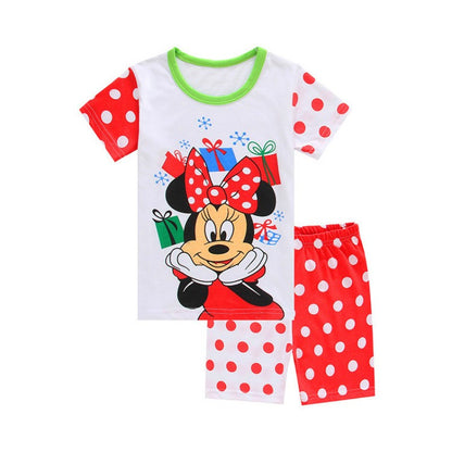 Summer Kids Pyjamas Children Sleepwear Baby Set Elsa Girls Minnie Short sleeved Pijamas Cotton Nightwear Clothes Pajamas Sets