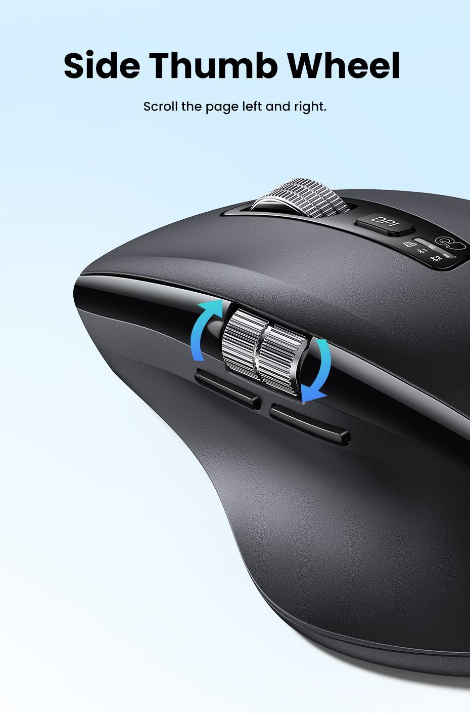 Mouse sem fio UGREEN de rolagem ultrarrápida Bluetooth 5.4 2.4G Ergonômico 5000DPI para MacBook Tablet Laptops Computadores PC