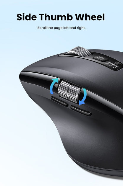 Mouse sem fio UGREEN de rolagem ultrarrápida Bluetooth 5.4 2.4G Ergonômico 5000DPI para MacBook Tablet Laptops Computadores PC