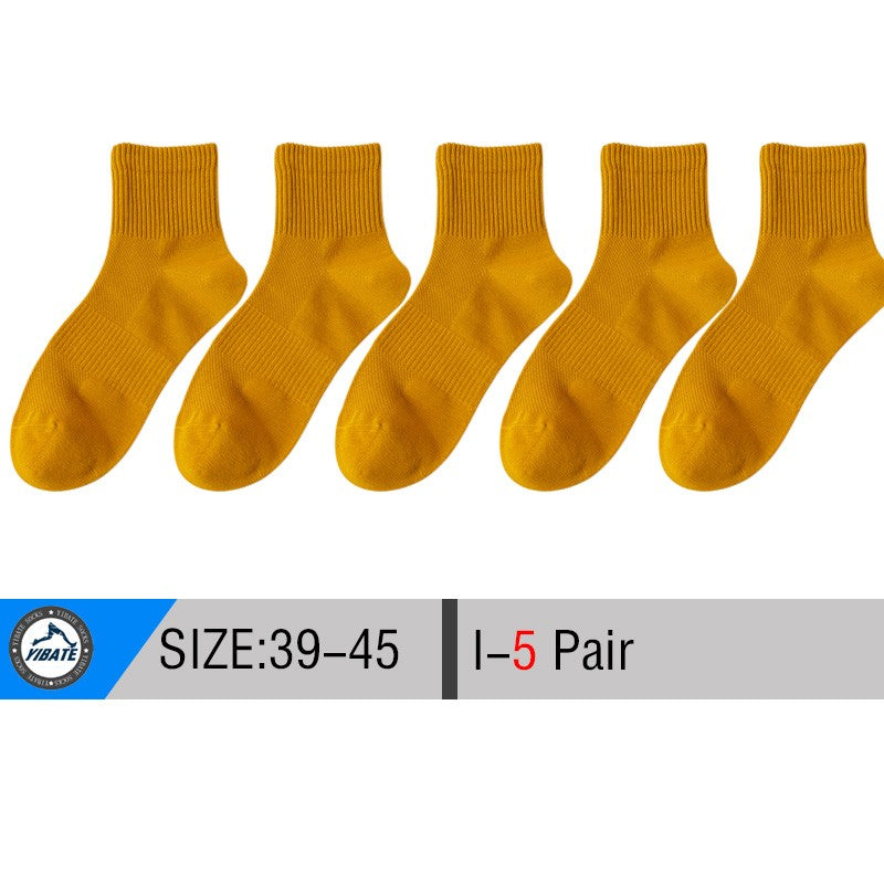 5/10 Pair Men's  Cotton Socks High Quality Breathable Mesh Socks Durable Solid Color Casual Socks Fashion Dress Socks Man